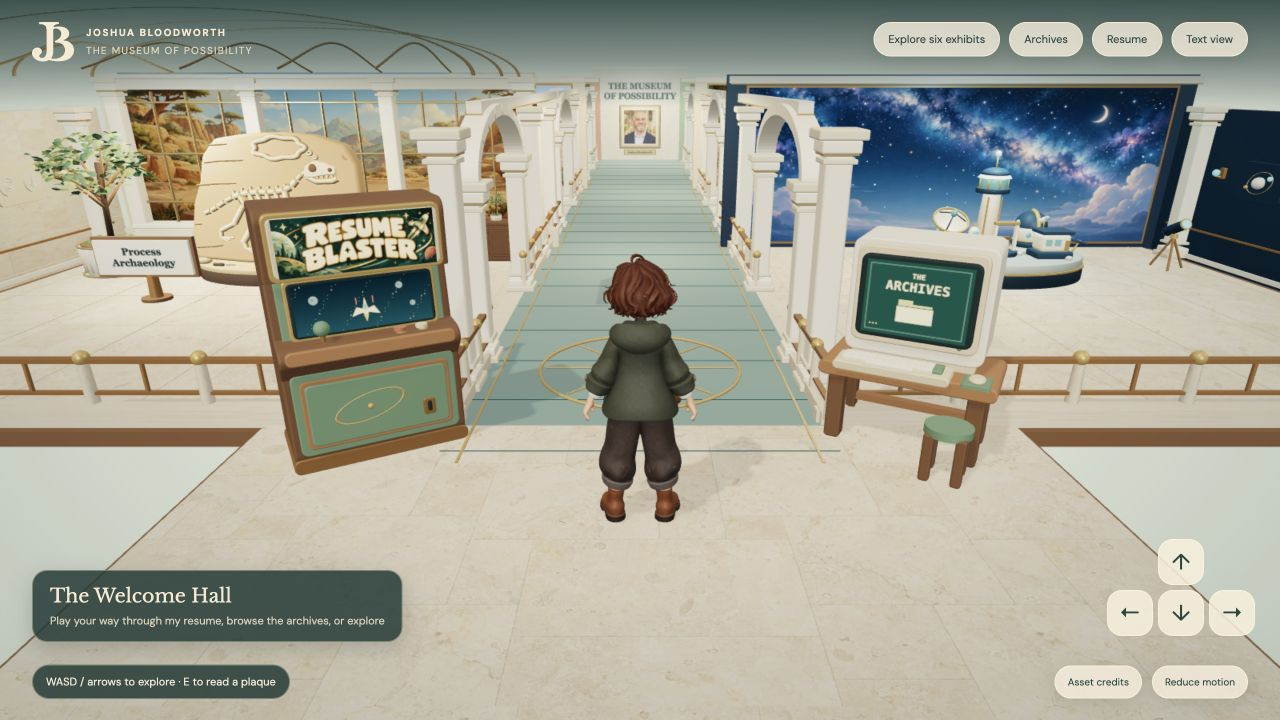 The Museum of Possibility welcome hall and connected galleries